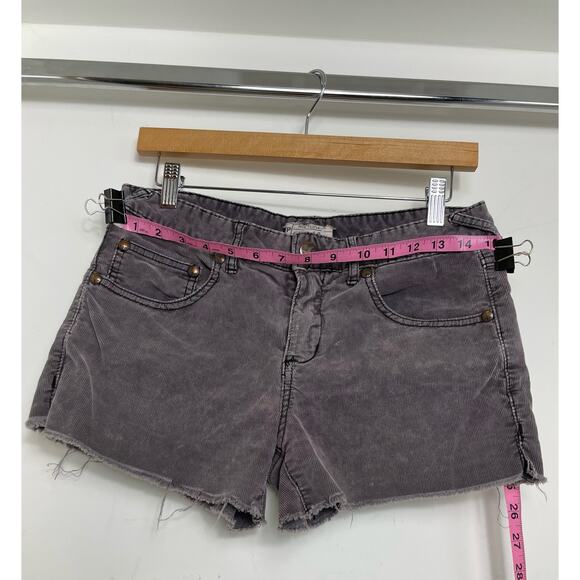 Free People Corduroy Cutoff Shorts Stone Washed Purple Maroon Size 26 - Picture 7 of 8